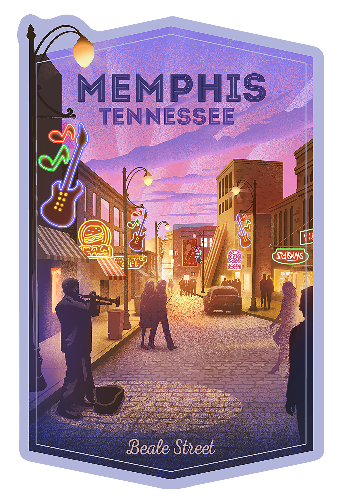 Lantern Press Memphis Tennessee Beale Street Die-Cut Sticker | Cabela's